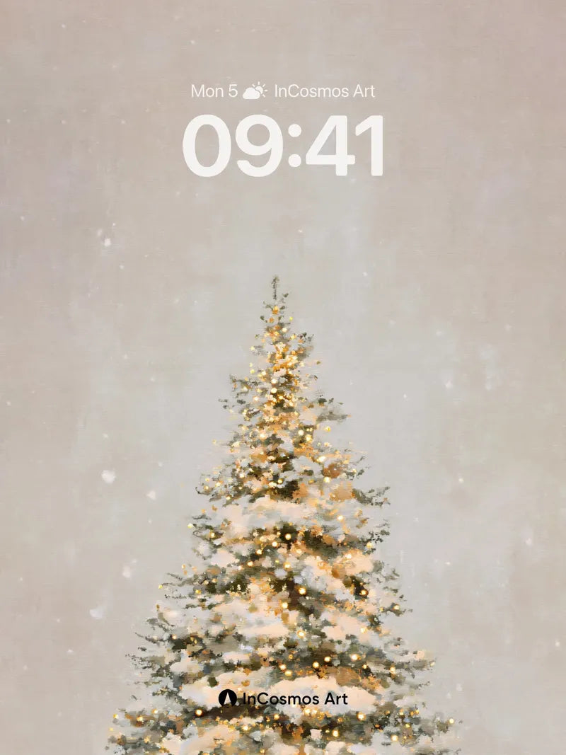 Frost-Lit Solitude Wallpaper with Golden Hush wallpaper for iPhone, iPad & Mac