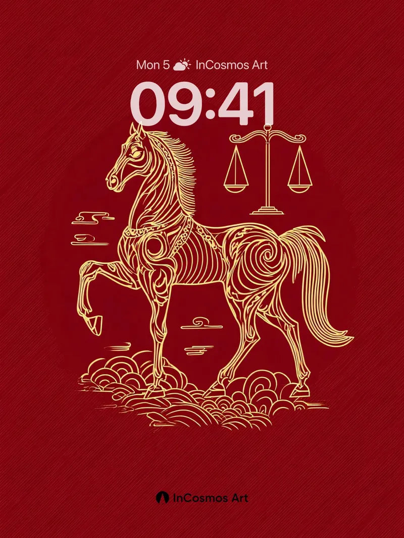 Golden Equine Balance Wallpaper with Clouded Steps