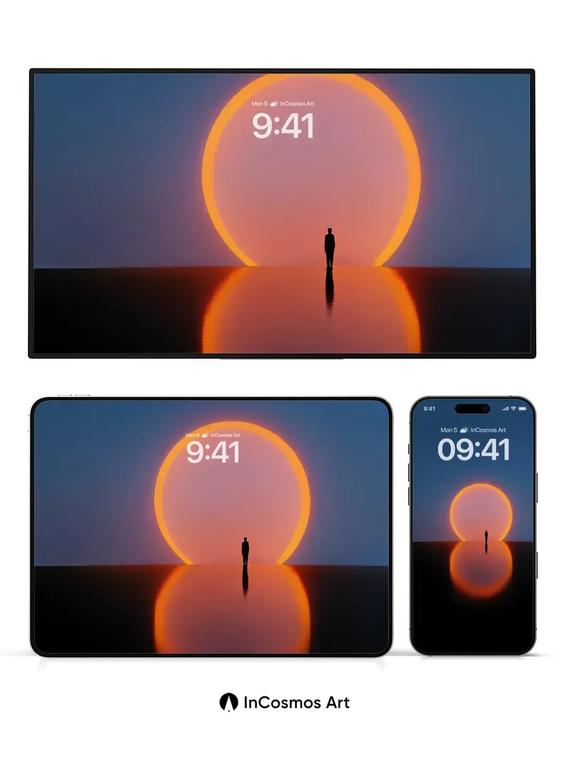 Solitary Horizon Wallpaper with Glowing Orb