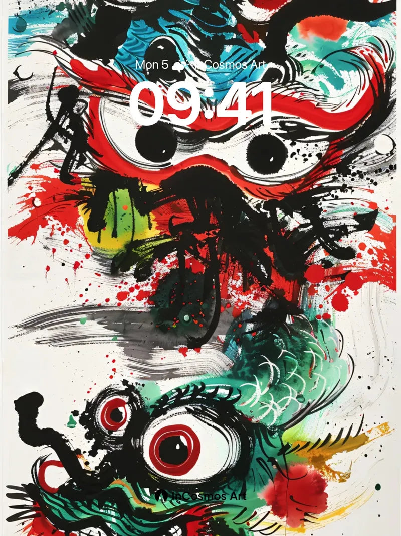 Chaotic Dragon Wallpaper with Splattered Ink