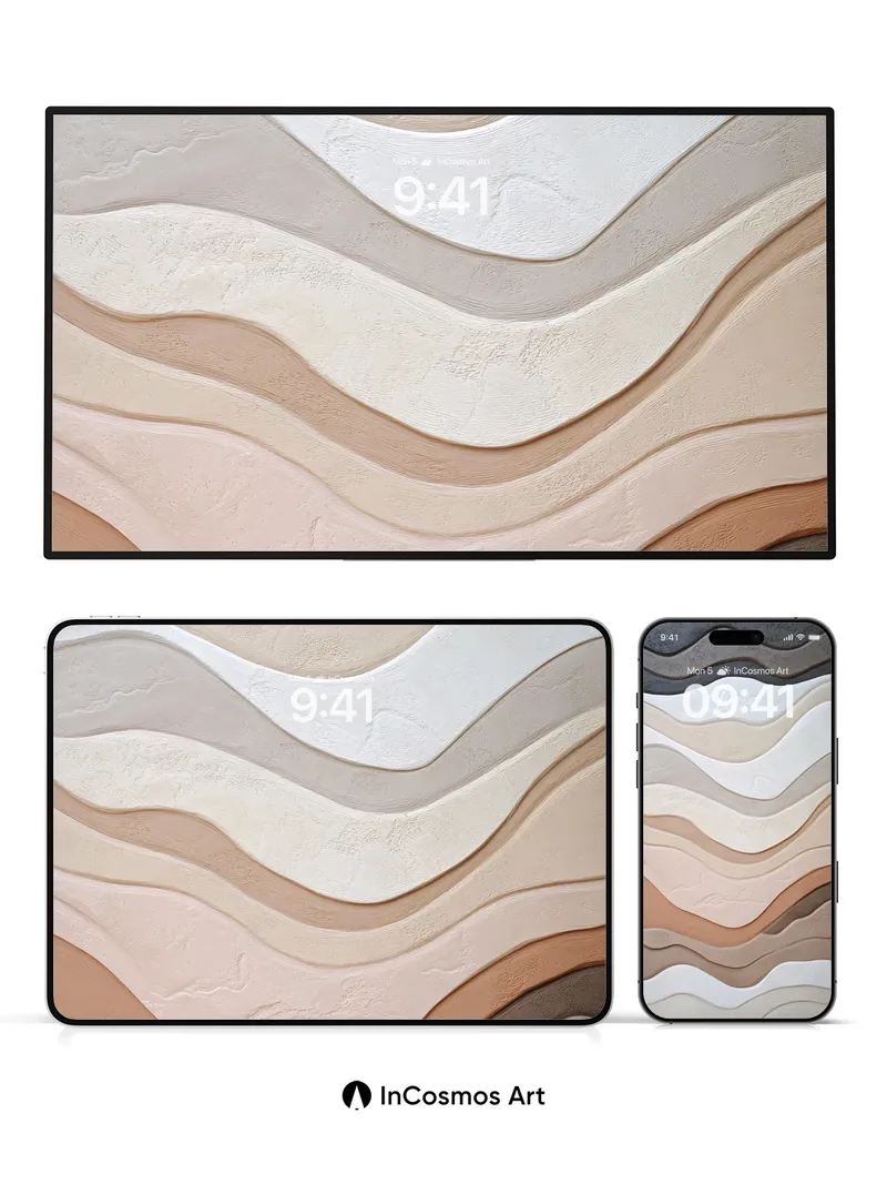 Sculpted Sandstone Wallpaper with Wave Echoes