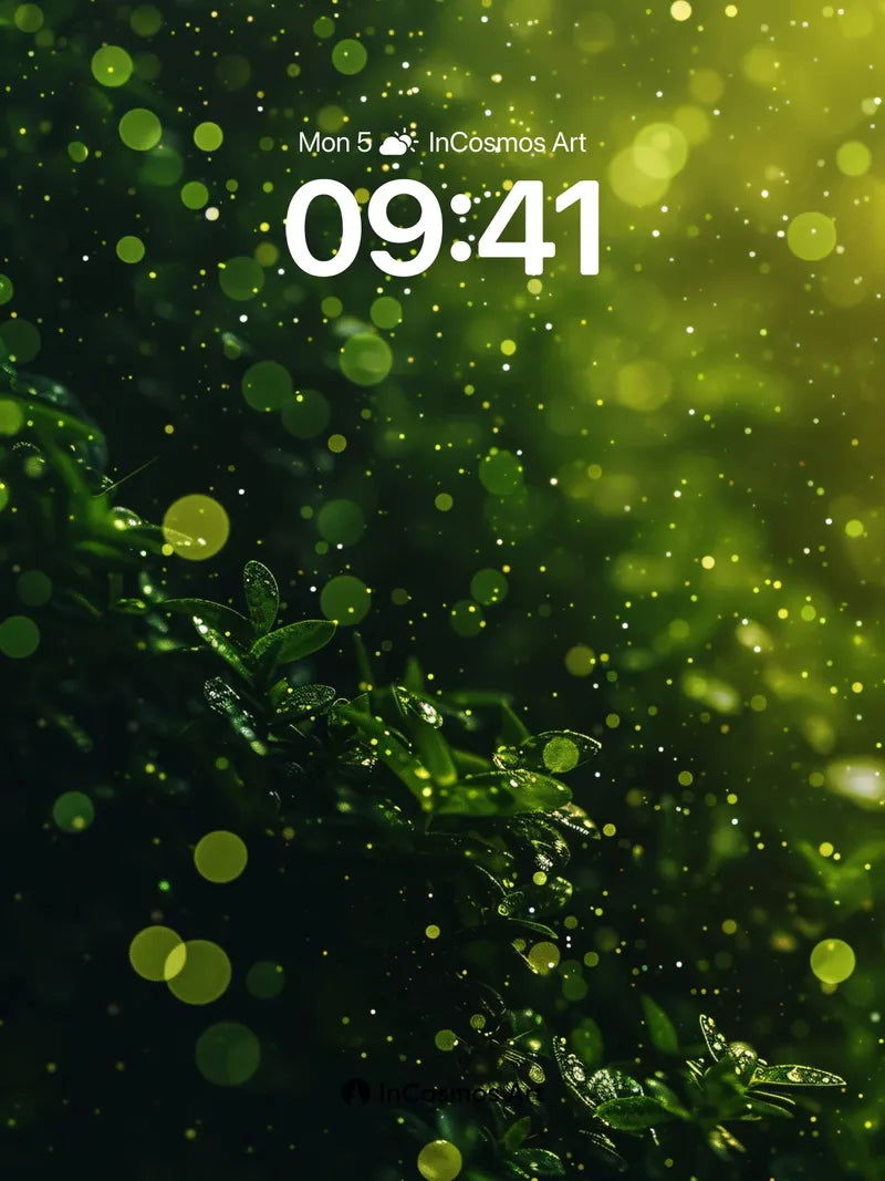 Luminous Forest Wallpaper with Floating Embers