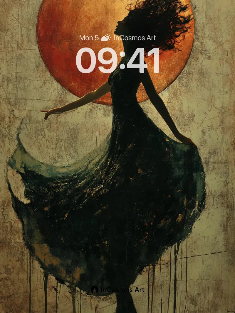 Silhouetted Moonlight Wallpaper with Dripping Ink wallpaper for iPhone, iPad & Mac