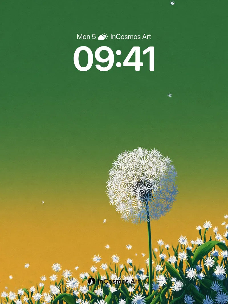 Serenity Dandelion Wallpaper with Floating Seeds