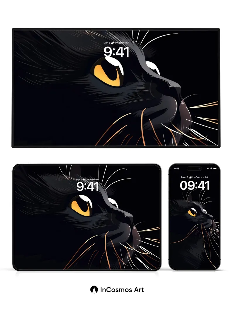 Shadow Whisper Wallpaper with Golden Eyes