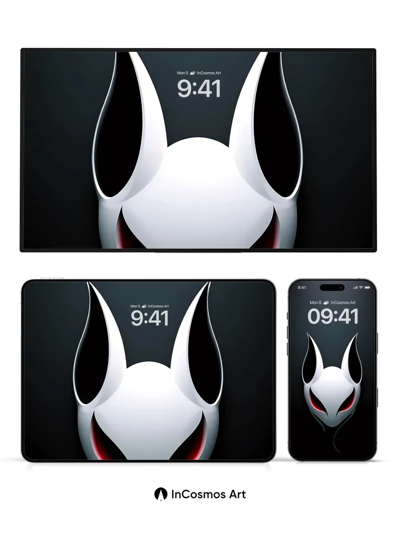 Futuristic Fox Mask Wallpaper with Crimson Gaze