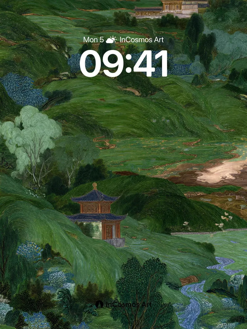 Whispering Hills Wallpaper with Van Gogh Swirls