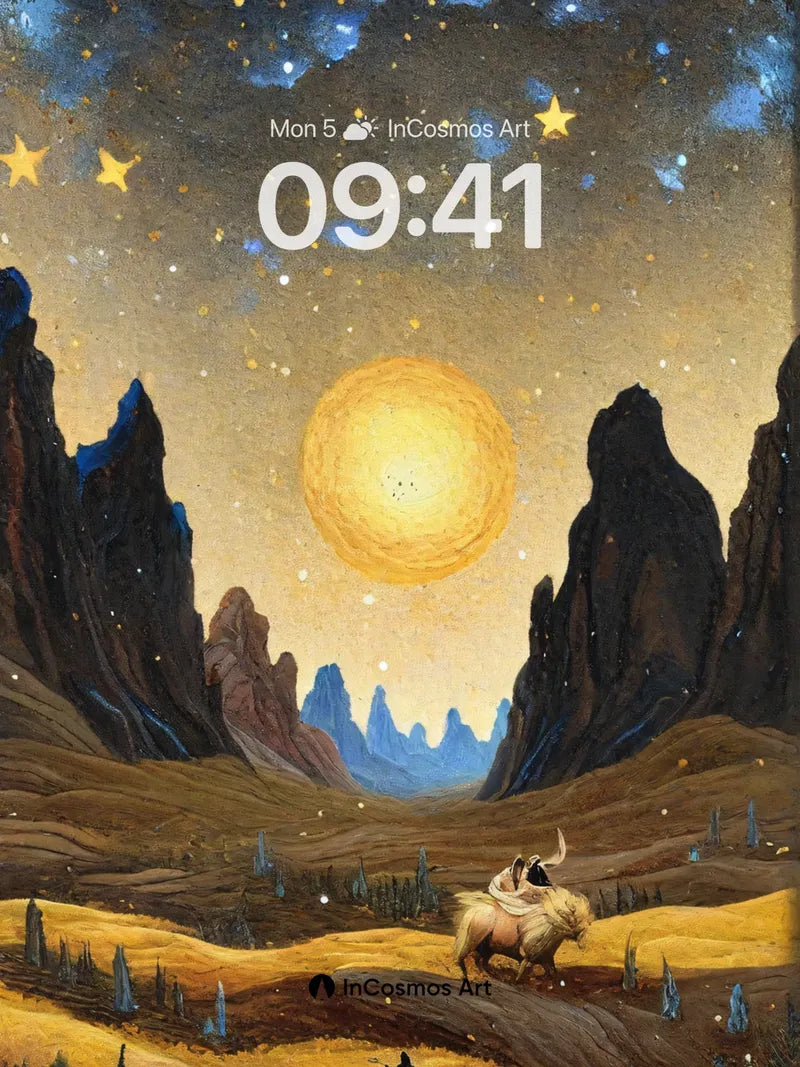 Stellar Canyon Wallpaper with Celestial Riders