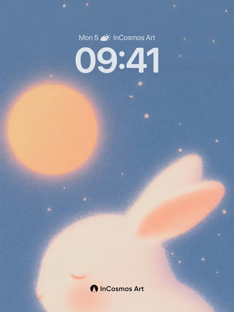 Serene Lunar Hare Wallpaper with Starlit Glow