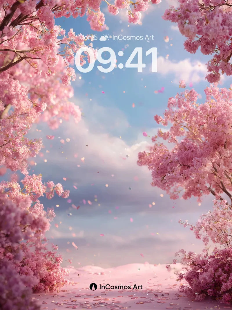 Sakura Veil Wallpaper with Floating Petals wallpaper for iPhone, iPad & Mac