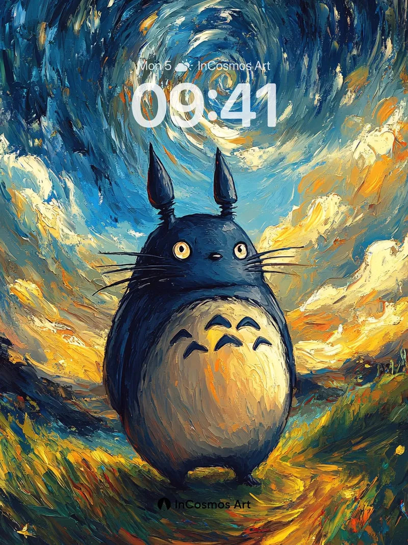 Whirlwind Totoro Wallpaper with Starlit Swirls
