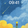 Starlight Wanderer Wallpaper in Textured Blue wallpaper for iPhone, iPad & Mac