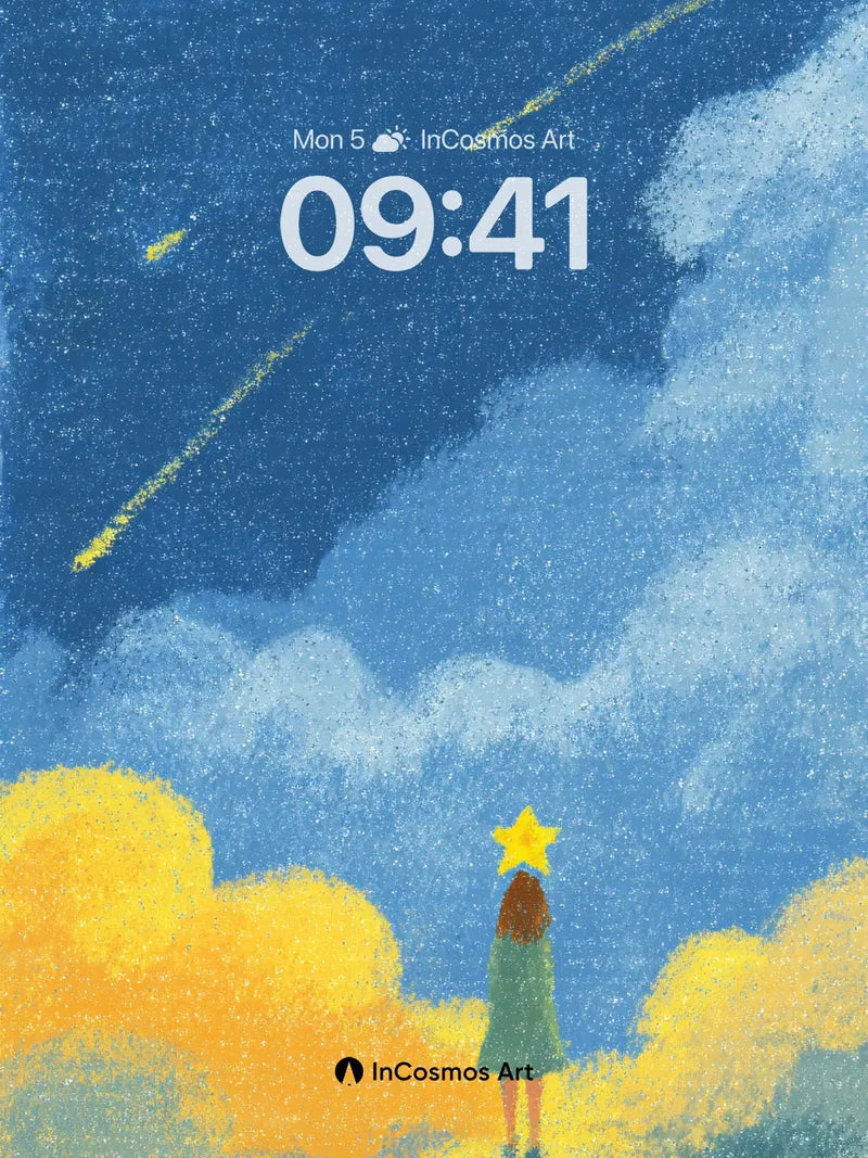 Starlight Wanderer Wallpaper in Textured Blue wallpaper for iPhone, iPad & Mac