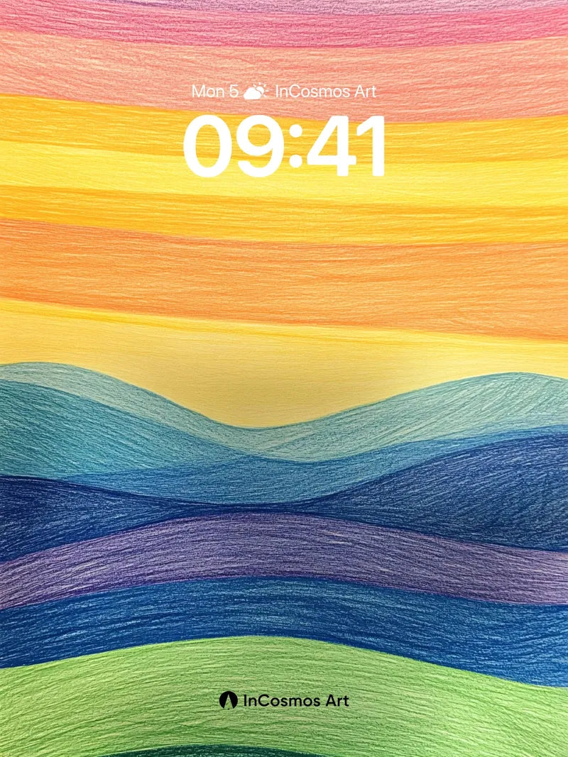 Serenity Wave Wallpaper with Rainbow Horizon