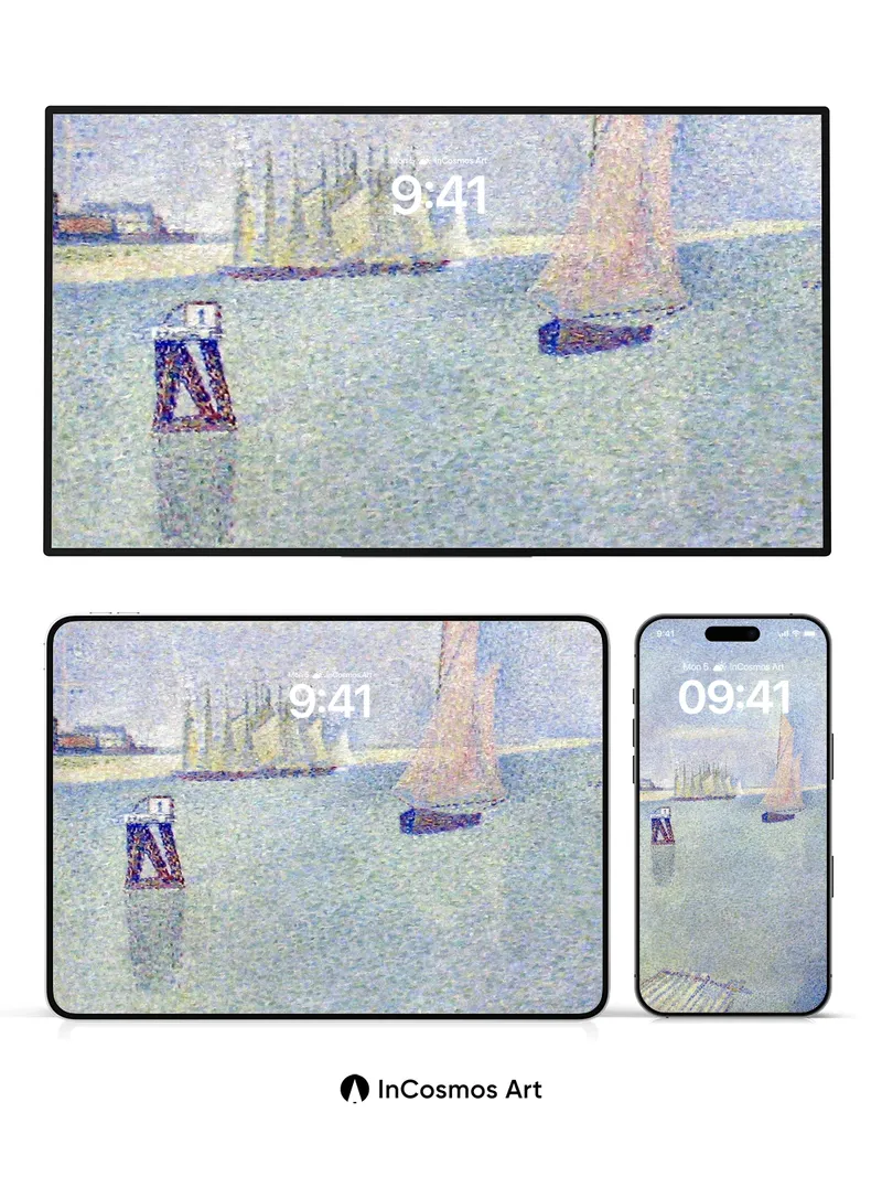 Serene Sail Wallpaper with Pointillist Hush