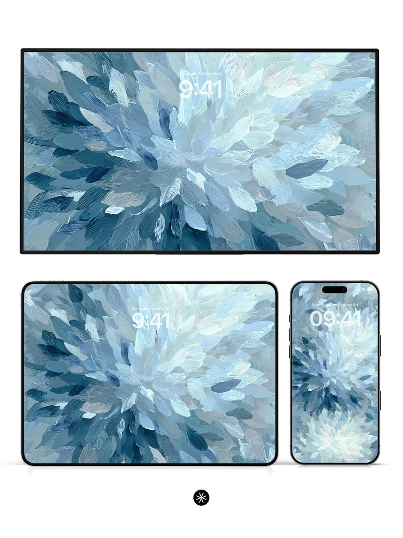 Soft Petal Bloom Wallpaper in Icy Blue