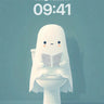 Serene Ghost Reading Wallpaper with Toilet Perch wallpaper for iPhone, iPad & Mac
