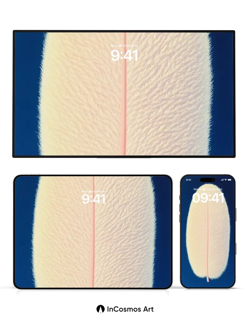 Serene Feather Wallpaper with Soft Light Veil