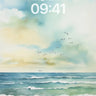 Serenity Seascape Wallpaper with Floating Clouds wallpaper for iPhone, iPad & Mac