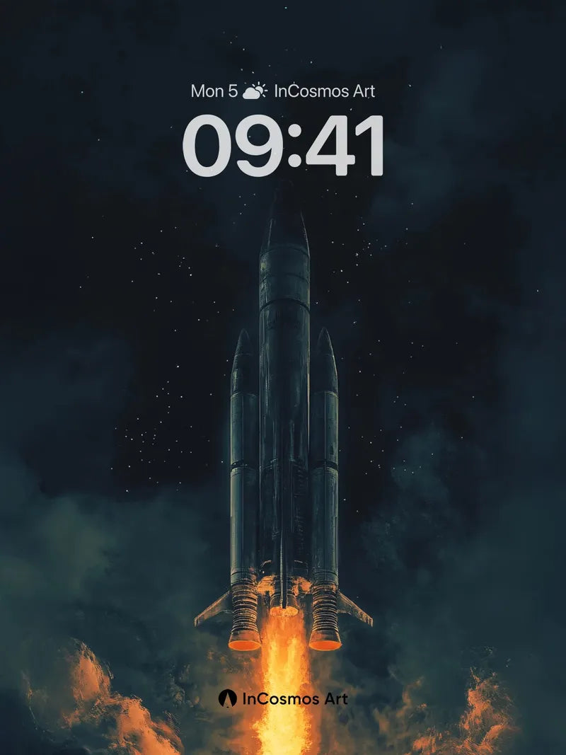 Cosmic Ascent Wallpaper with Fiery Trail