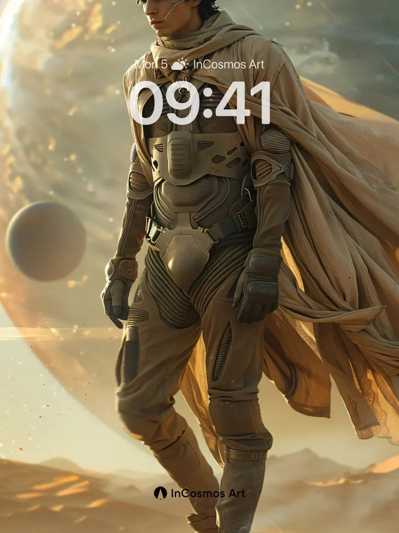 Desert Wanderer Wallpaper with Cosmic Horizon