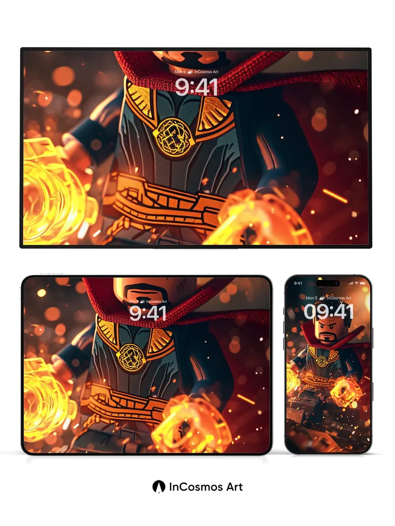 Fiery Sorcerer Wallpaper with LEGO Magic