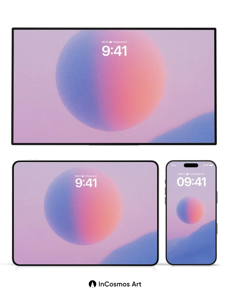 Serene Horizon Wallpaper with Gradient Sphere