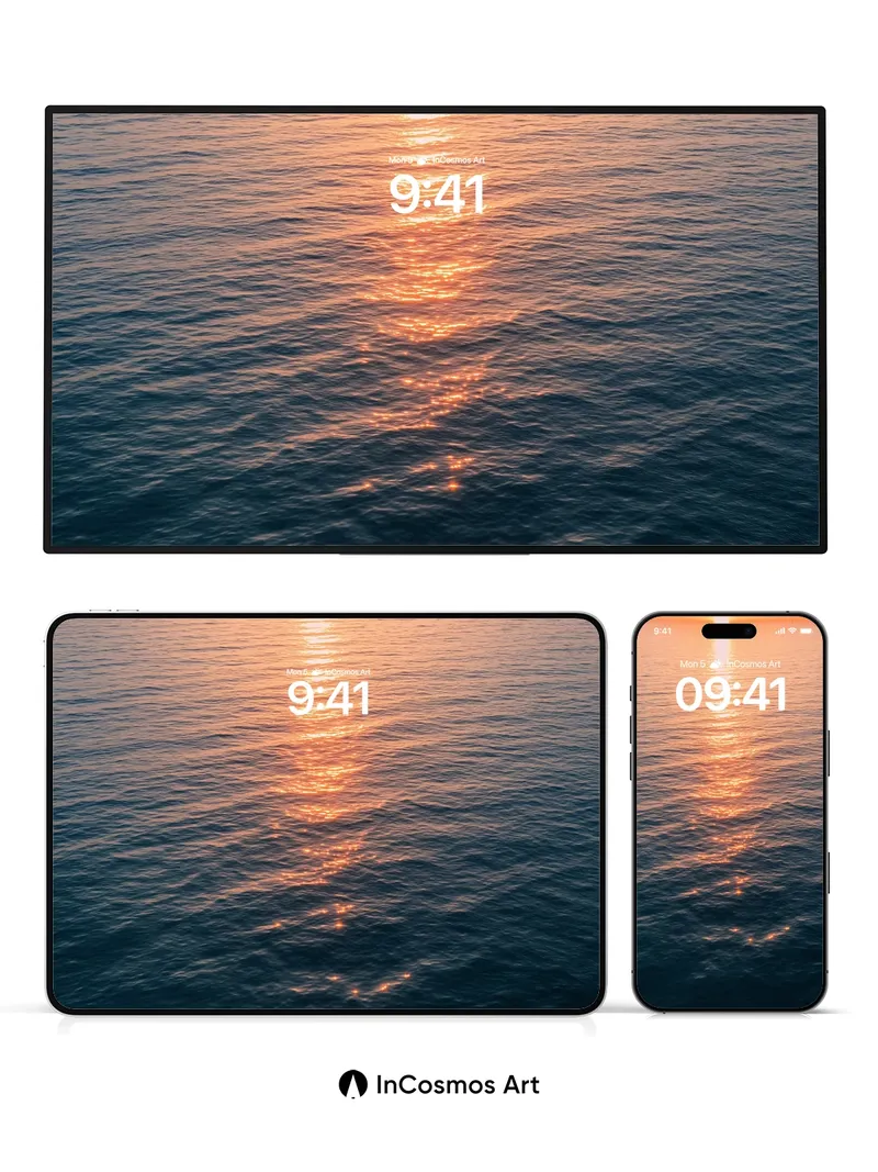 Golden Path Wallpaper with Sunlit Horizon