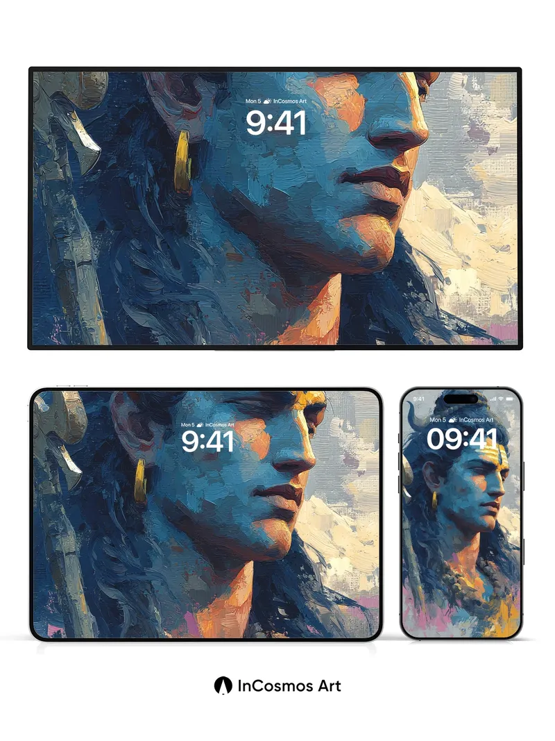 Cerulean Serenity Wallpaper with Divine Horns