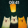 Whispering Cats Wallpaper with Floating Lantern wallpaper for iPhone, iPad & Mac