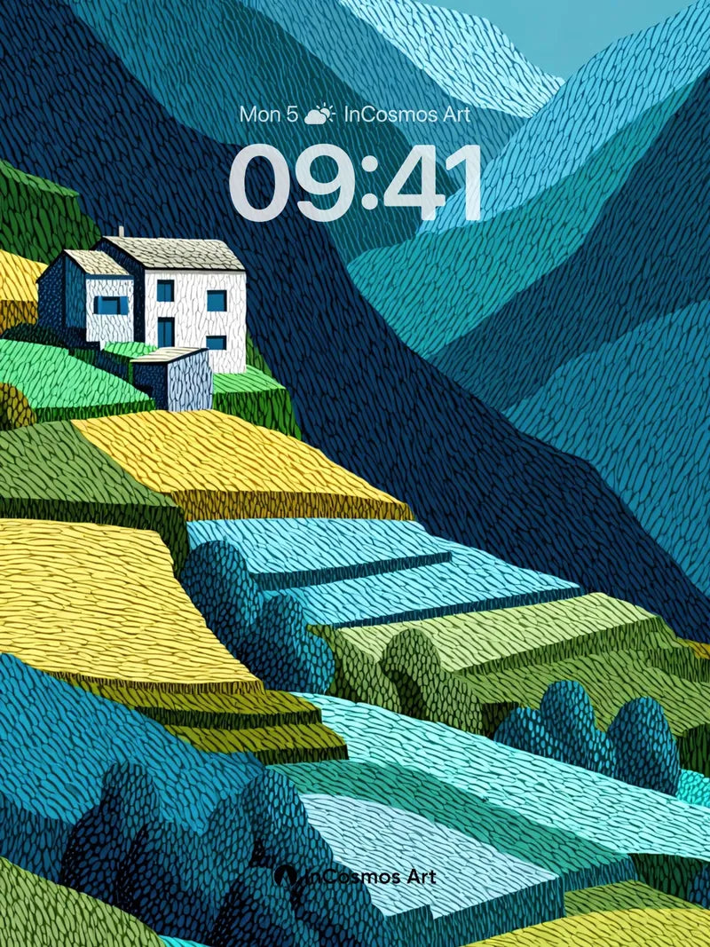 Cobalt Valley Wallpaper with Stitched Light