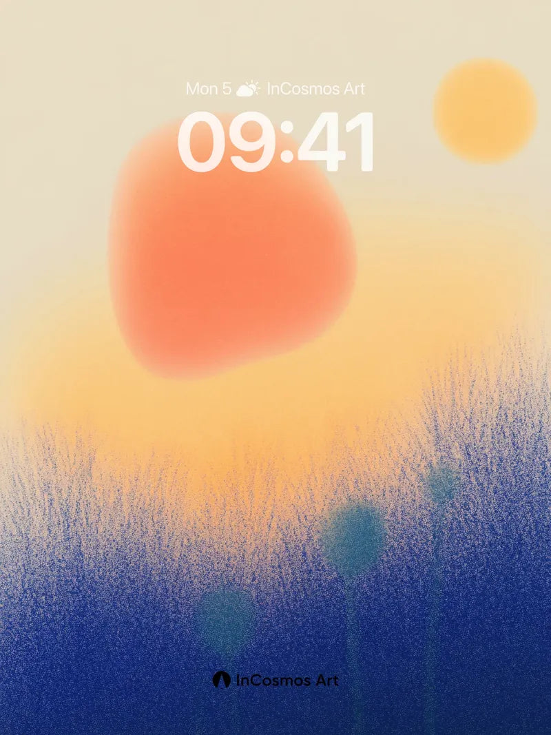 Serene Horizon Wallpaper with Floating Orbs