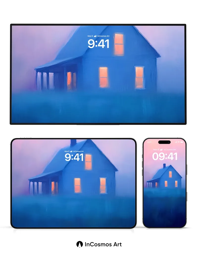 Misty Solitude Wallpaper with Glowing Windows