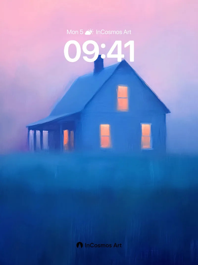 Misty Solitude Wallpaper with Glowing Windows