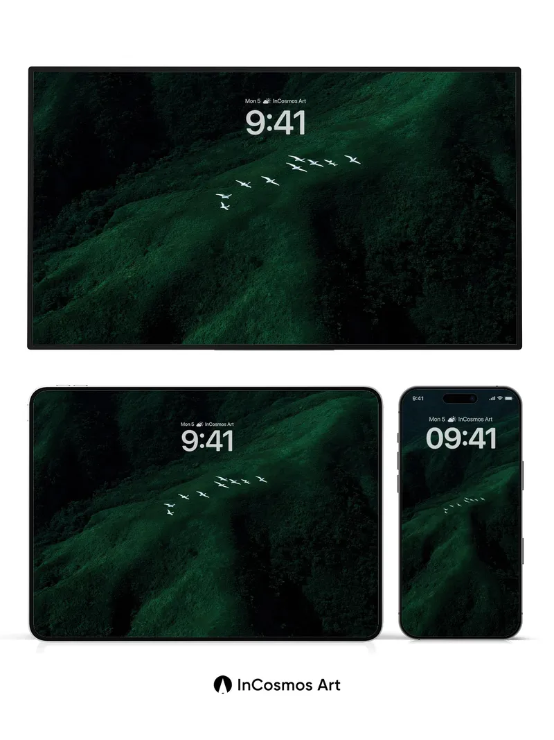 Silent Flight Wallpaper Over Emerald Valleys