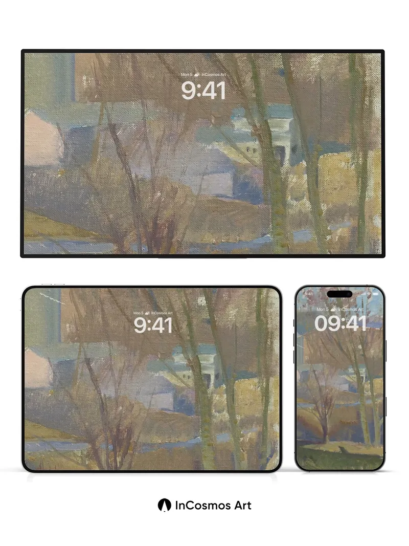 Whispering Canopy Wallpaper with Soft Light Trails