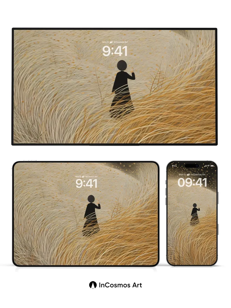 Golden Hush Wallpaper with Whispering Grass