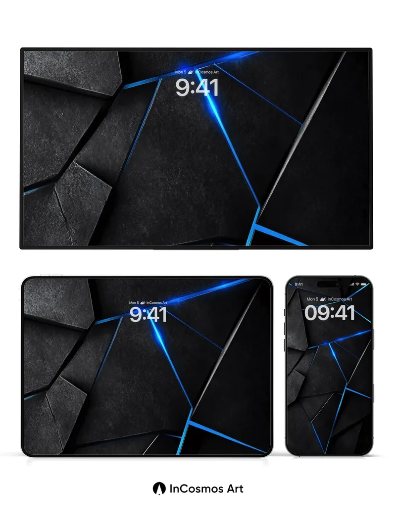 Futuristic Geometry Wallpaper with Neon Veins