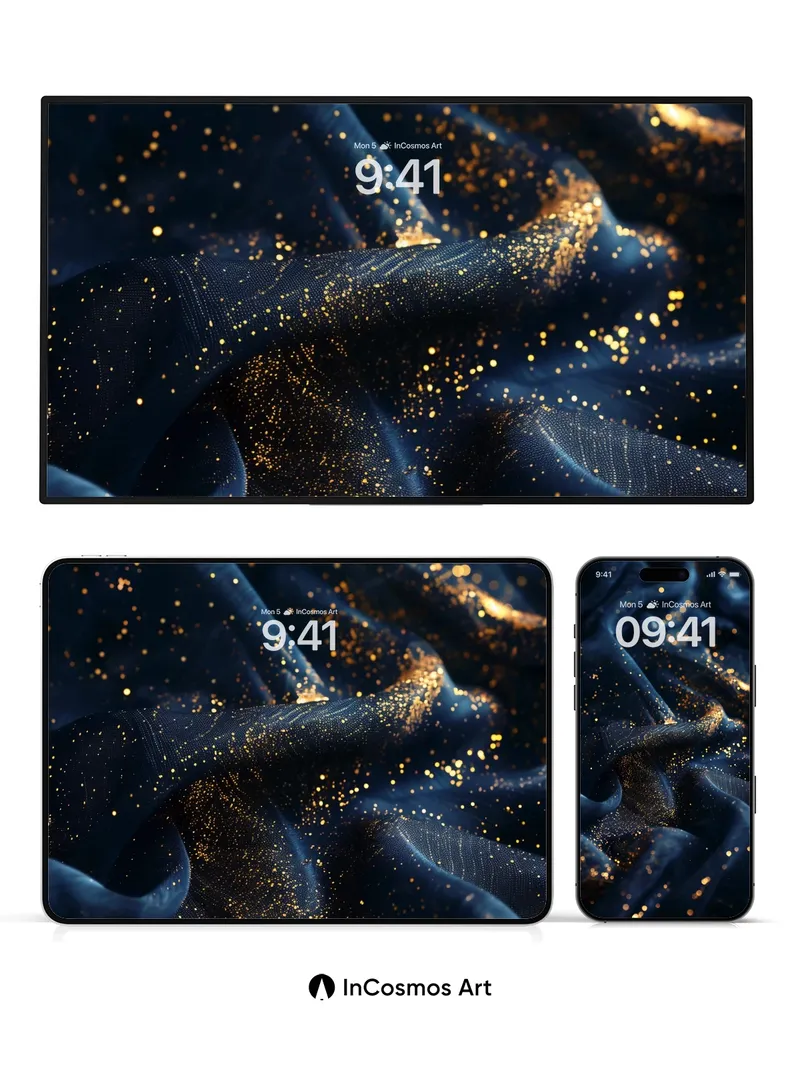 Midnight Velvet Wallpaper with Golden Stardust