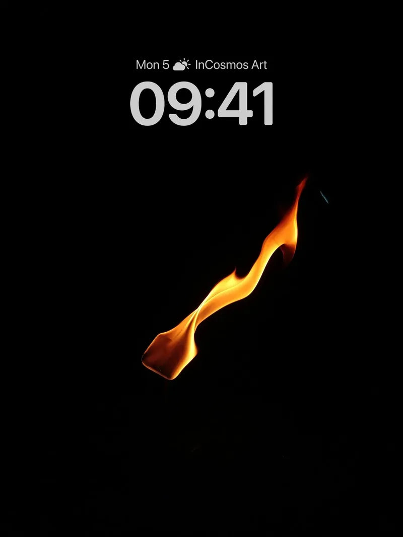 Silent Ember Wallpaper with Floating Flame