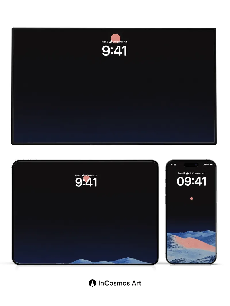 Crimson Horizon Wallpaper with Lunar Hush