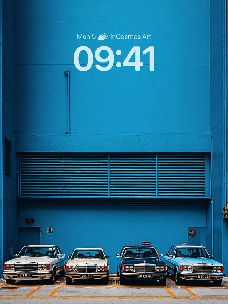 Cobalt Stillness Wallpaper with Vintage Lines