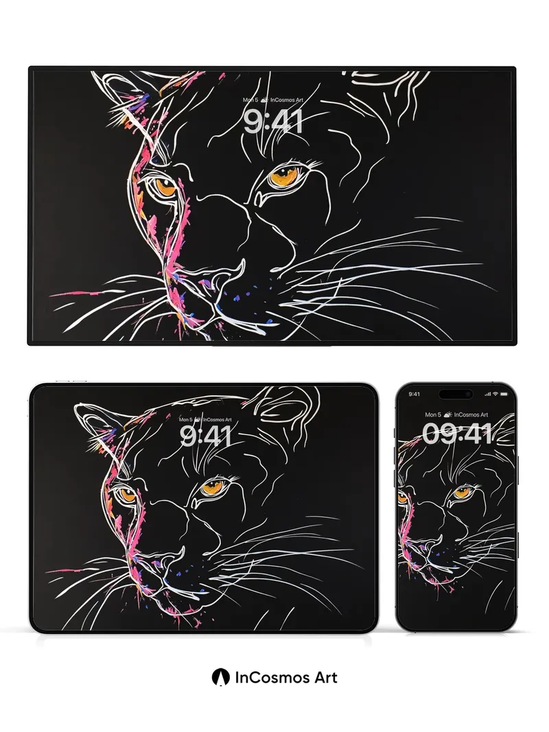 Neon Shadow Panther Wallpaper with Electric Veins