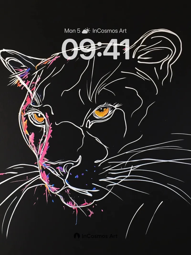 Neon Shadow Panther Wallpaper with Electric Veins