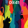 Chromatic Feline Wallpaper with Playful Silhouettes wallpaper for iPhone, iPad & Mac