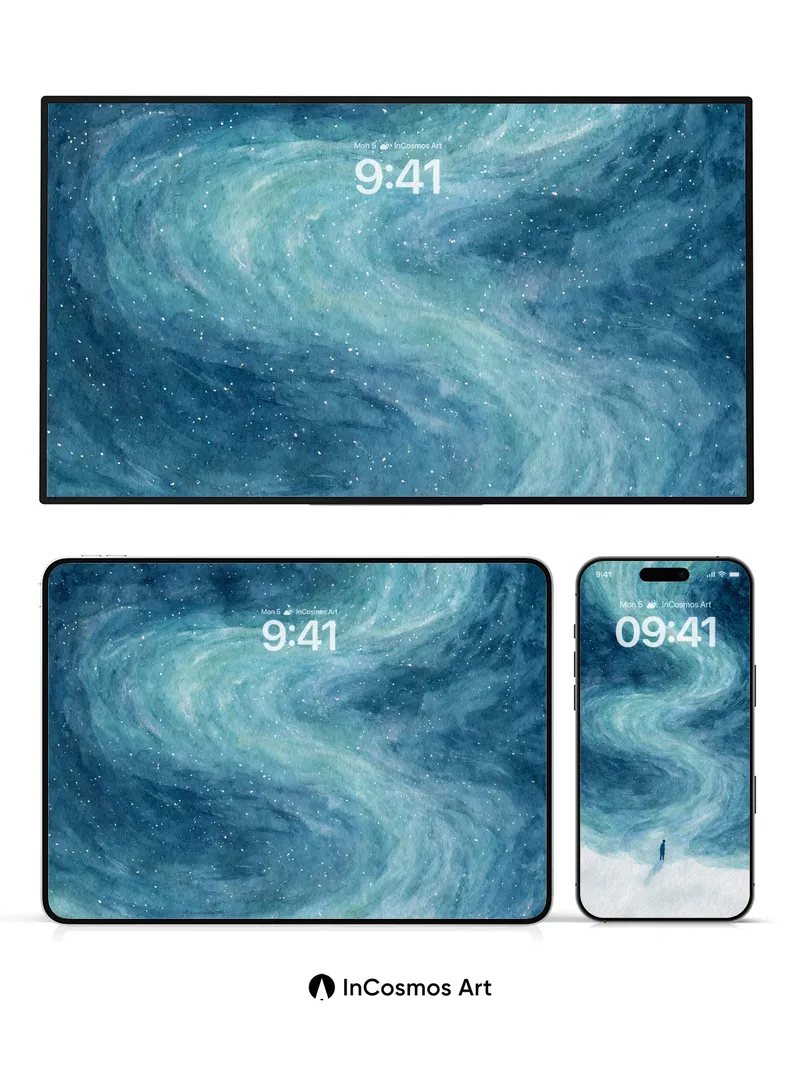 Cosmic Whirl Wallpaper with Starlit Solitude