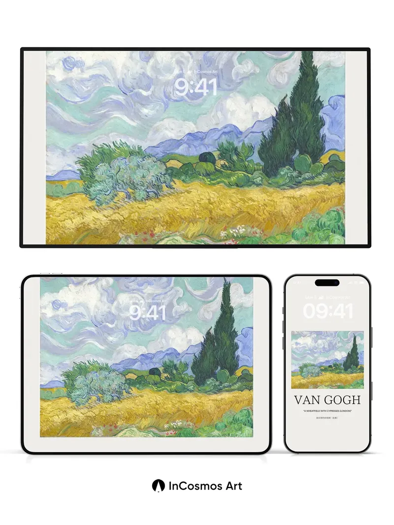 Swirling Sky Wallpaper with Cypress Whispers