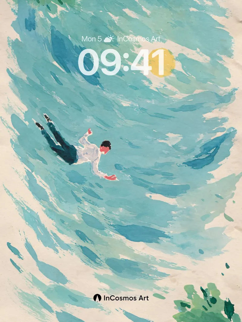 Floating Solitude Wallpaper with Sunlit Currents