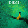 Emerald Canopy Wallpaper with Floating Light wallpaper for iPhone, iPad & Mac