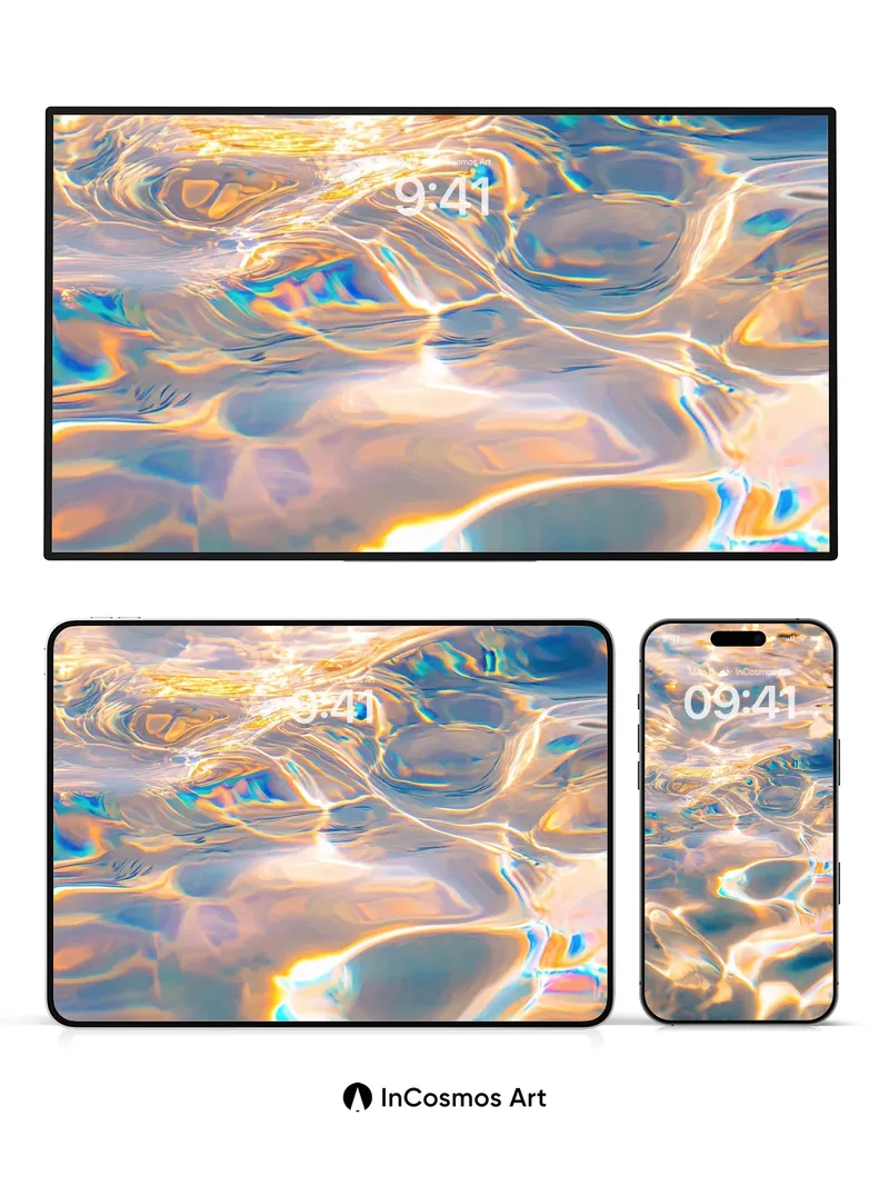 Liquid Sunset Wallpaper with Golden Fractals